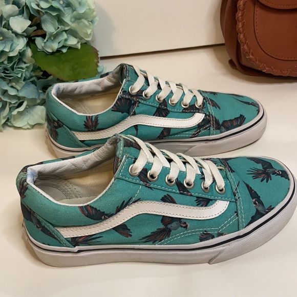Vans | Shoes | Turquoise Parrot Bird Of Paradise Old School Vans